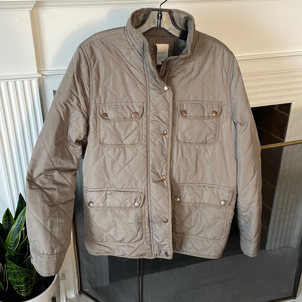 Treasure and Bond sherpa lined quilted green jacket Large
